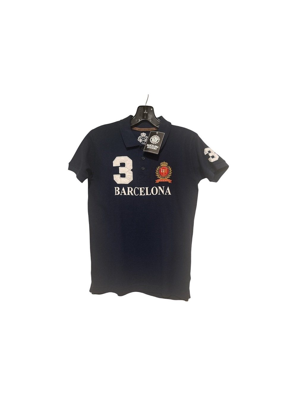 Barcelona Designs Boys Size 140 Navy Polo Shirt #3 Embroidered NWT